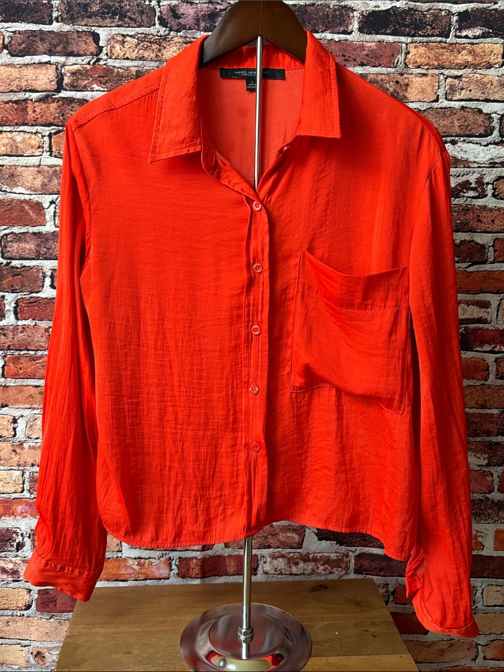 Marc New York Bright Orange Red Button-Down Shirt Size Large